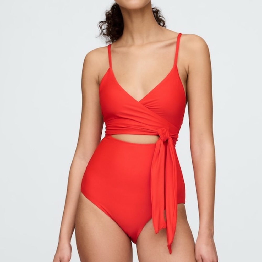 Gap Red Wrap One-Piece Swimsuit
